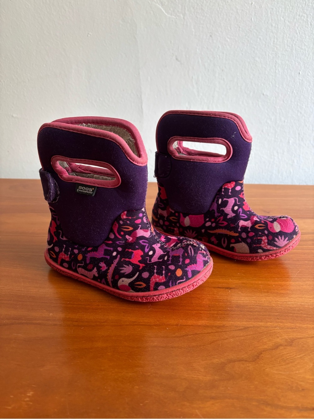 Bogs Kids Purple and Pink Patterned Pull-On Boots